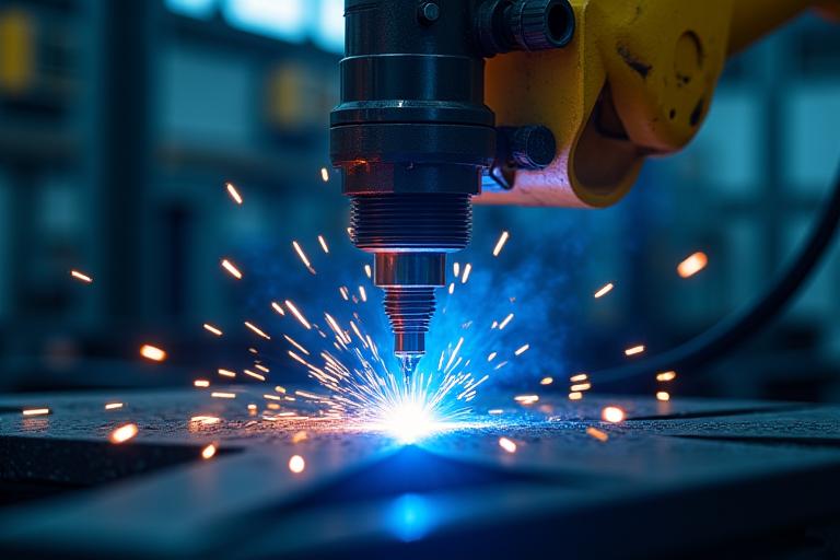 Ein Roboterarm führt eine präzise Schweissnaht aus.